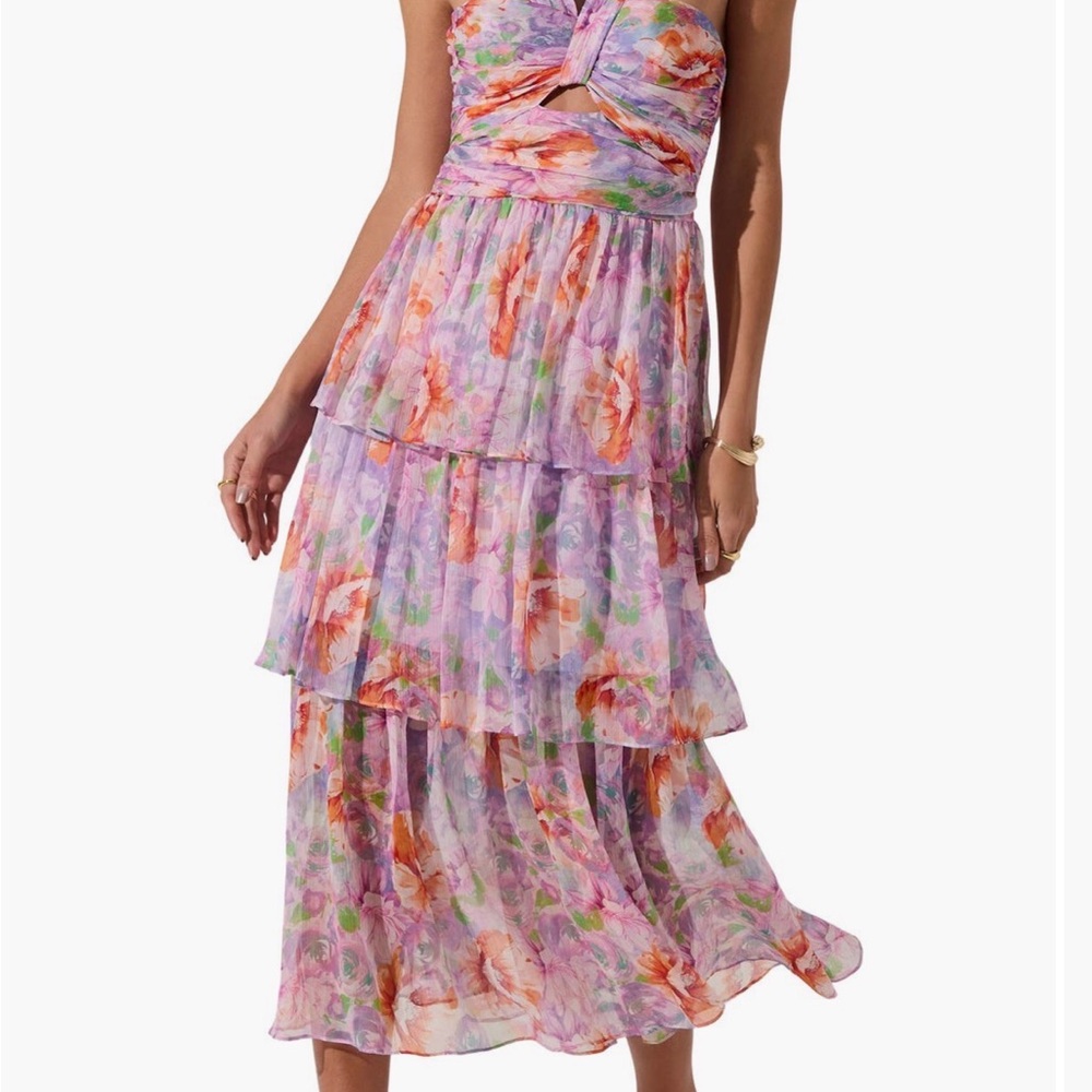 Astr the Label Multicolor Floral Tiered Dress